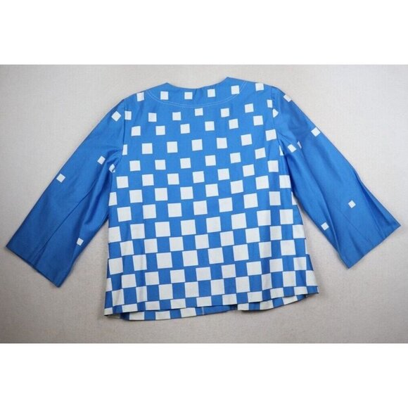 RUSSELL KEMP NEW YORK - WOMEN'S BLUE PRINT 3/4 SLEEVE JACKET - SIZE L - Picture 6 of 6